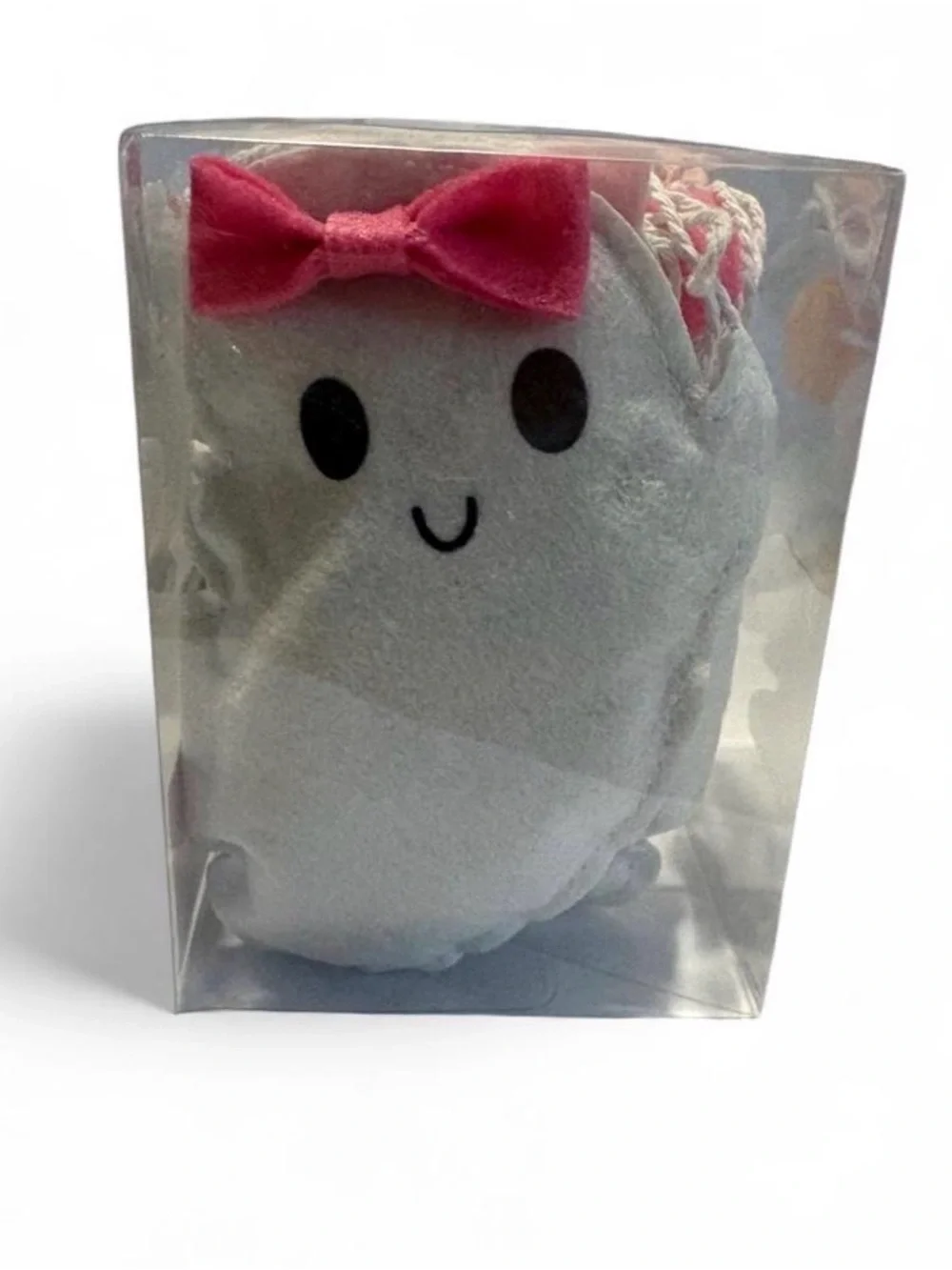 Plush White Ghost Garland Accent with Pink Bow
